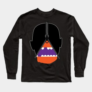 Impatient Halloween Monster Scary Orange True Face Zipper Long Sleeve T-Shirt